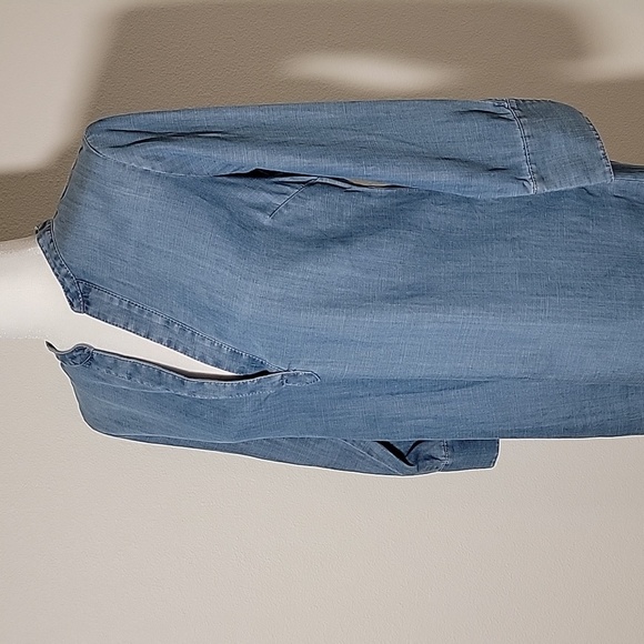 Vineyard Vines Shirt Dress Tunic V-neck 3/4 Sleeve Lyocell Linen Chambray 0 XS - Picture 5 of 16